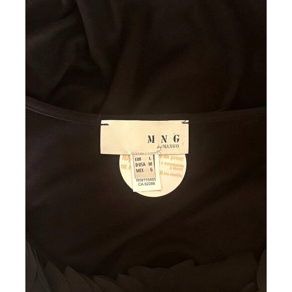 MNG by Mango Dress Womens Size Medium Black White Ruffle Neck Tank Sleeveless - Picture 4 of 7